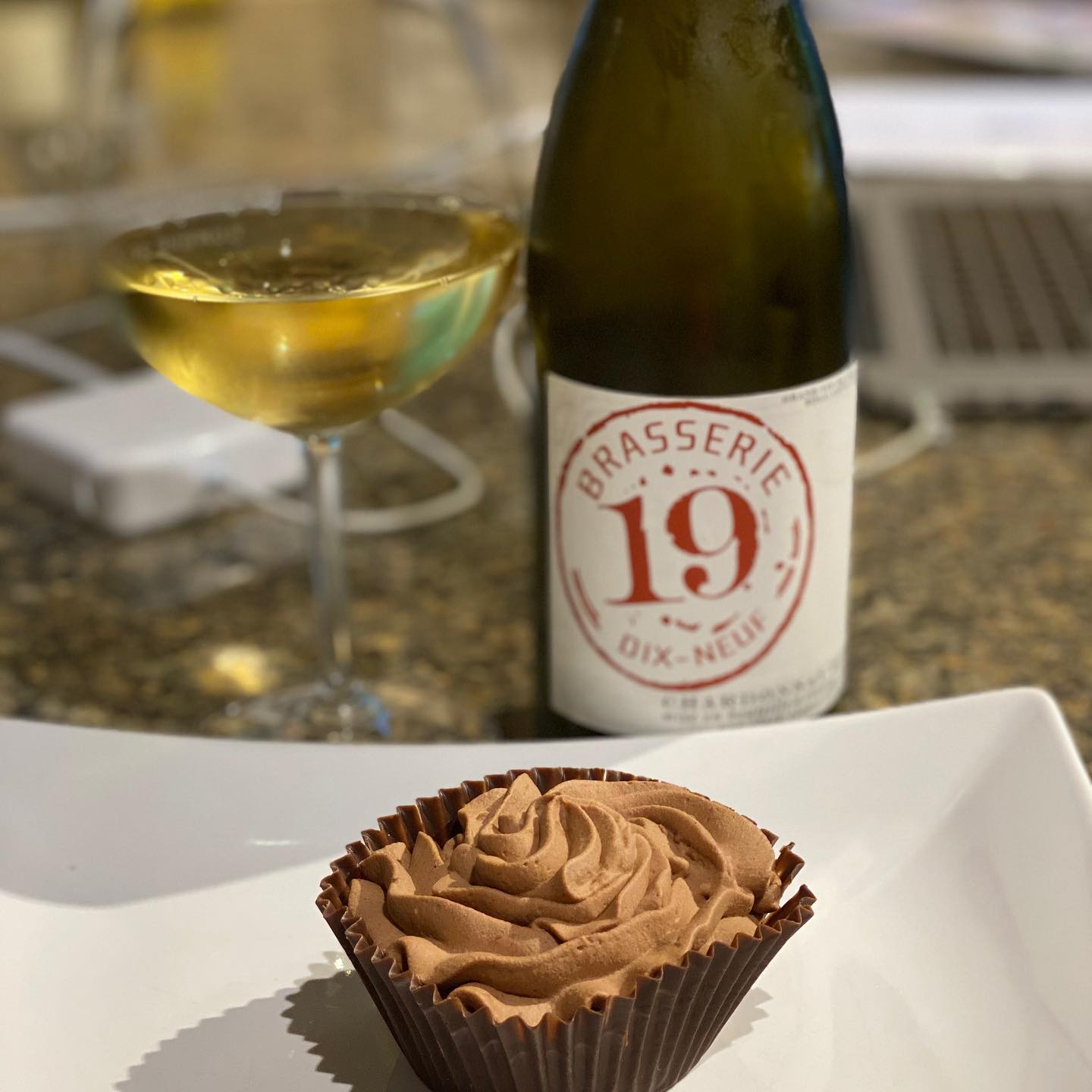 For Wine Wednesday, I am enjoying homemade chocolate mousse cups with a 2016 Brasserie …